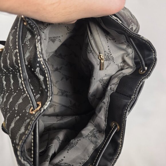 Wendy Keen Drawstring Backpack 🛡️ Dark Goth Biker Monogram Vegan Leather - Picture 6 of 16